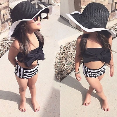 Cute Baby Girl Bikini Striped Triangle Bow Bathing Suit Proud Princess Beachwear, 70, 80, 110