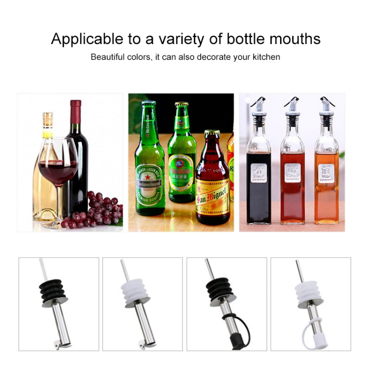 5 PCS Glass Bottle Stopper Stainless Steel Oil Stopper Silicone Stopper, White Hat Straight Mouth, White Hat Automatic Cap, Black Hat Straight Mouth, Black Hat Automatic Cap