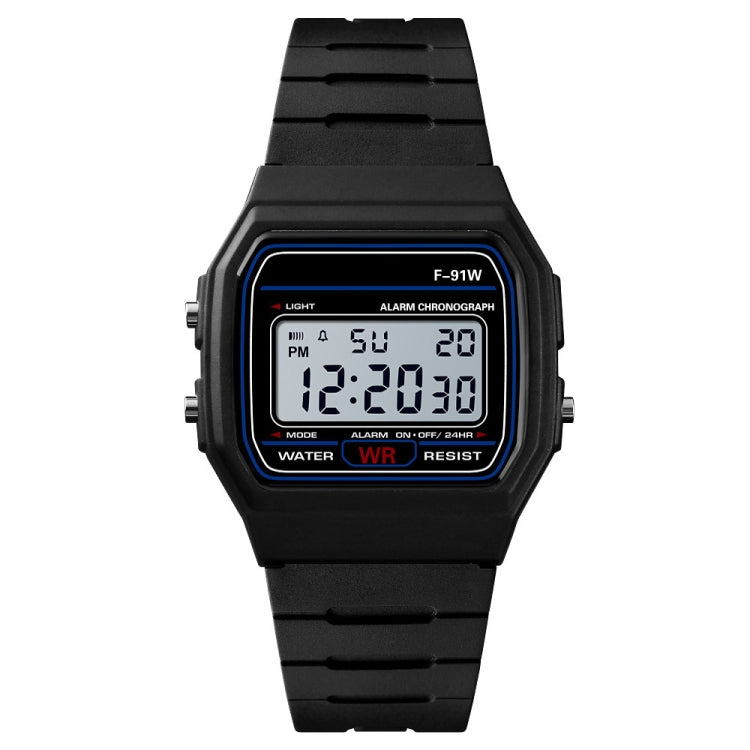 HONHX F-91W Analog Digital Motion LED Silicone Strap Multifunction Electronic Watch