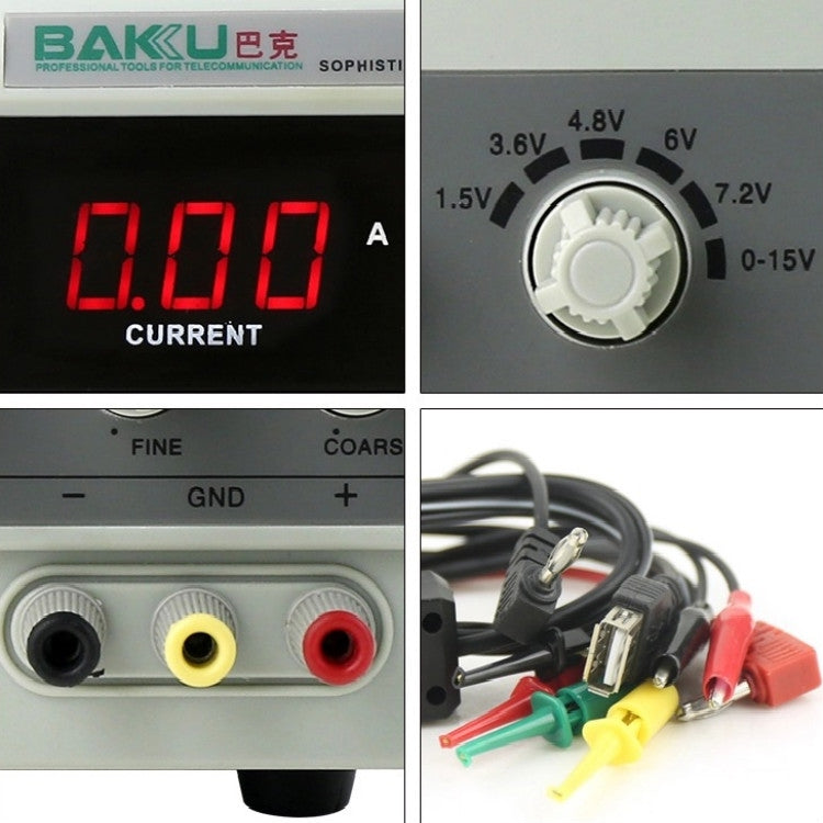 BAKU BK-1502DD DC Regulated Power Supply DC Ammeter Laptop Mobile Phone Repair Digital Display, 220V EU Plug, 110V US Plug
