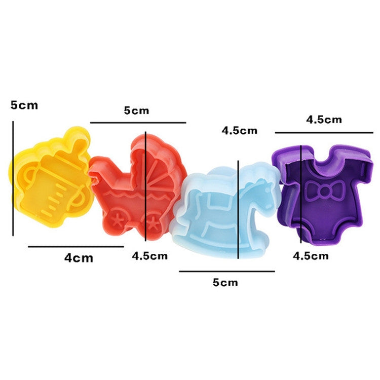 4 in 1 3D Baby Series Biscuit Mold Fondant Pressing Tools, Random Color Delivery, 4 in 1  3D Baby Series