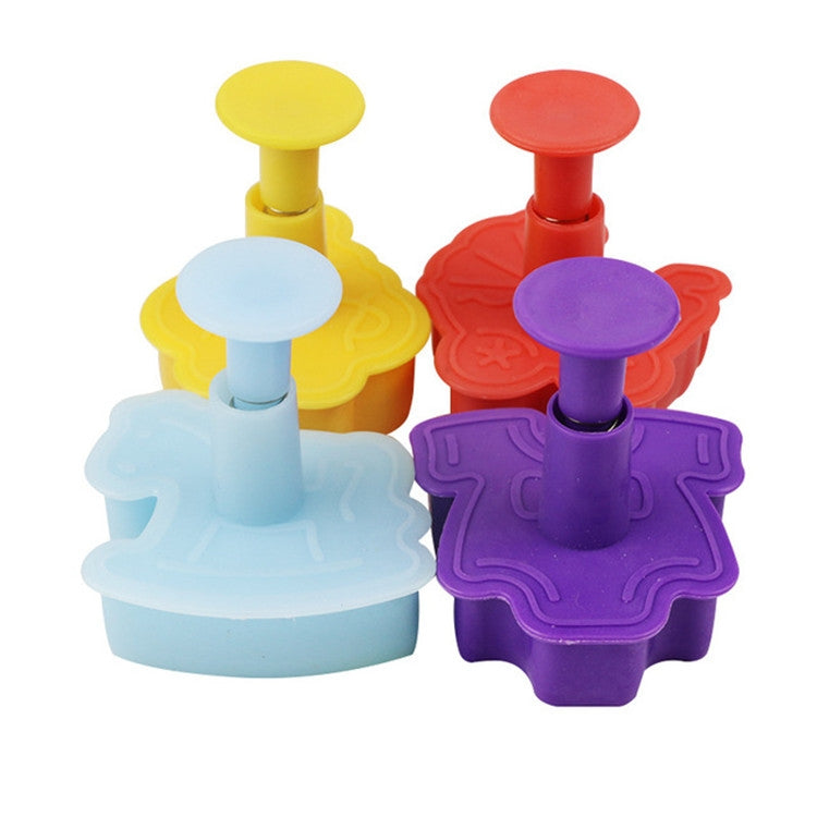 4 in 1 3D Baby Series Biscuit Mold Fondant Pressing Tools, Random Color Delivery, 4 in 1  3D Baby Series