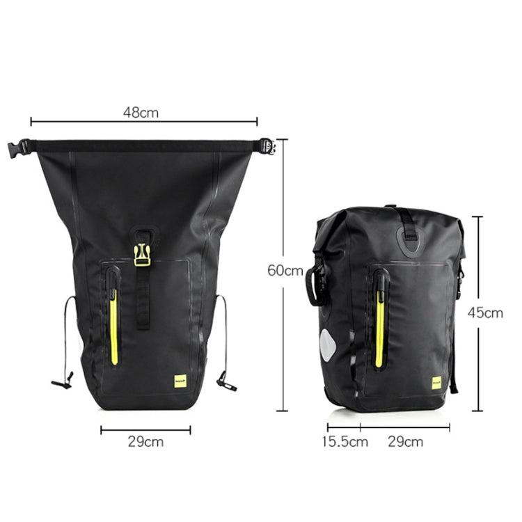 Rhinowalk Bicycle Backpack Full Waterproof Shelf Bag 25L Unilateral Frame Bag Long-distance Travel Bicycle Bag, Black Green, Full Black