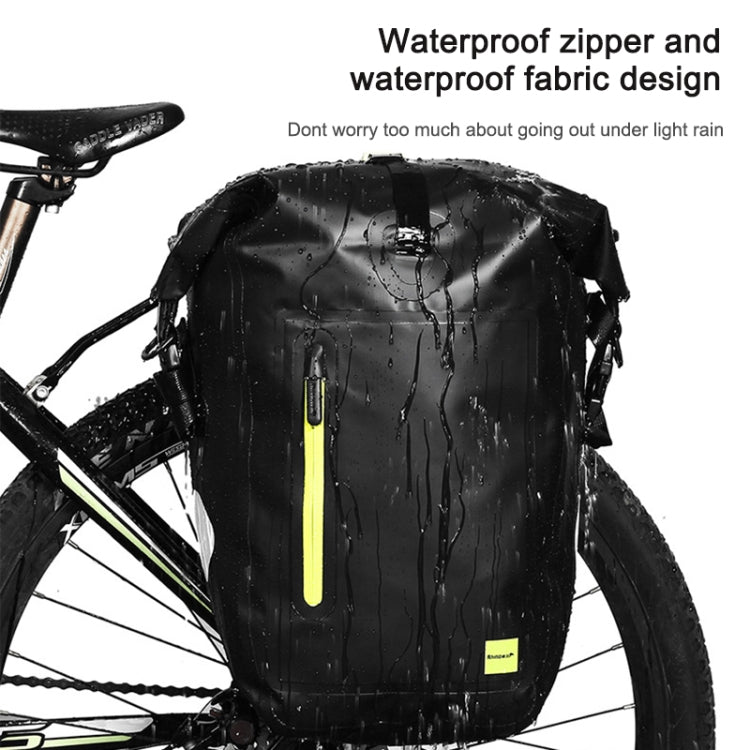Rhinowalk Bicycle Backpack Full Waterproof Shelf Bag 25L Unilateral Frame Bag Long-distance Travel Bicycle Bag, Black Green, Full Black