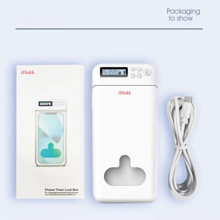 IDISKK Cell Phone Lock Box With Timer For Mobile Phones Within 6.7 Inch, lock03 White