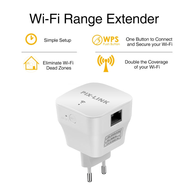 PIXLINK WR12 300Mbps WIFI Signal Amplification Enhanced Repeater, EU Plug, UK Plug, US Plug, AU Plug