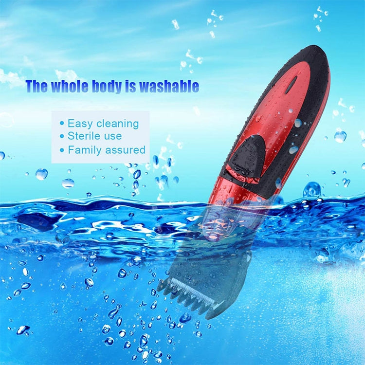 Waterproof Electric Hair Clipper Rechargeable Hair Trimmer Hair Cutting Machine Haircut Beard Trimer, Red, Grey