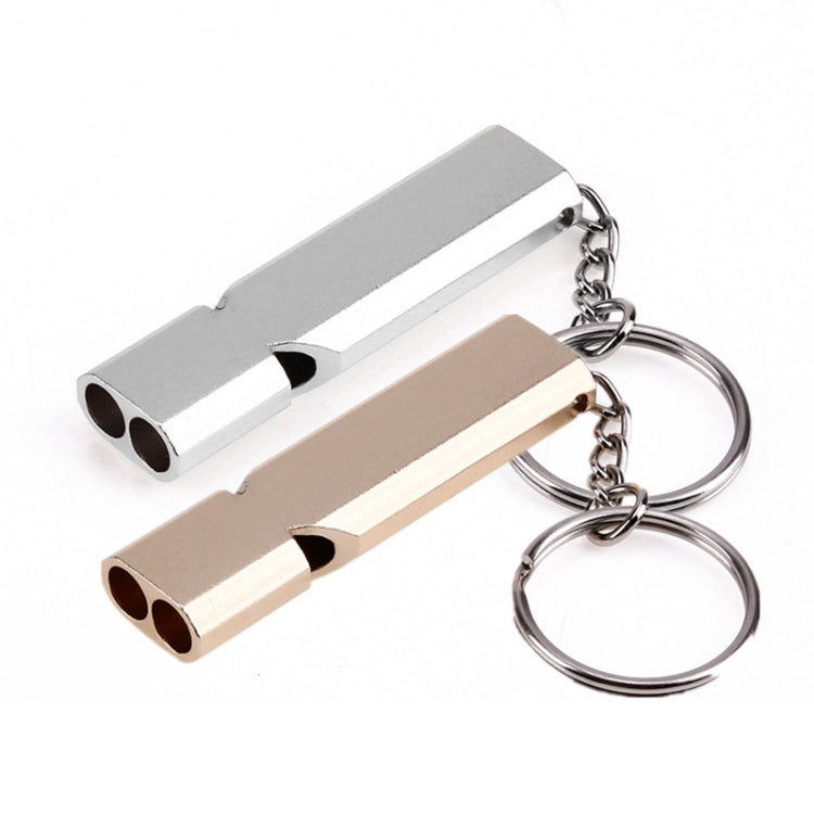 Mini Portable 120db Double Pipe High Decibel Outdoor Camping Hiking Survival Whistle Double-frequency Emnergecy Whistle Keychain, 3 PCS Silver, 3 PCS Gold