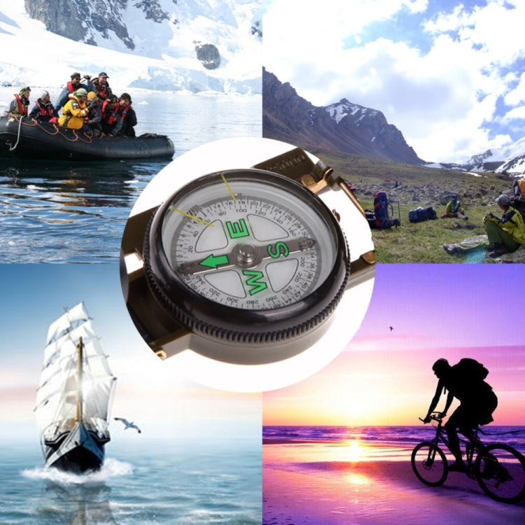Portable Folding Army Green Lens Compass Multifunction Mini Camping Climbing Outdoor Tool, Army Green