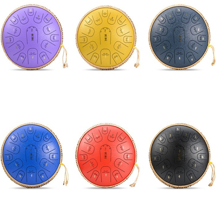 15-Tone Ethereal Drum 14-Inch Steel Tongue Drum Hollow Drum Sanskrit Drummer Disc, Red, Black, Golden, Purple, Navy Blue, Blue
