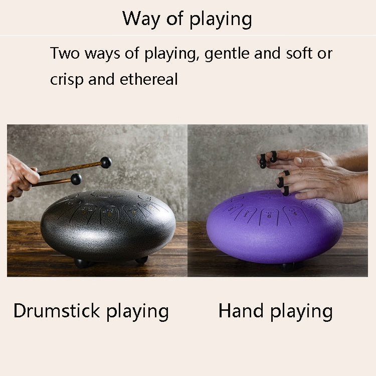 15-Tone Ethereal Drum 14-Inch Steel Tongue Drum Hollow Drum Sanskrit Drummer Disc, Red, Black, Golden, Purple, Navy Blue, Blue