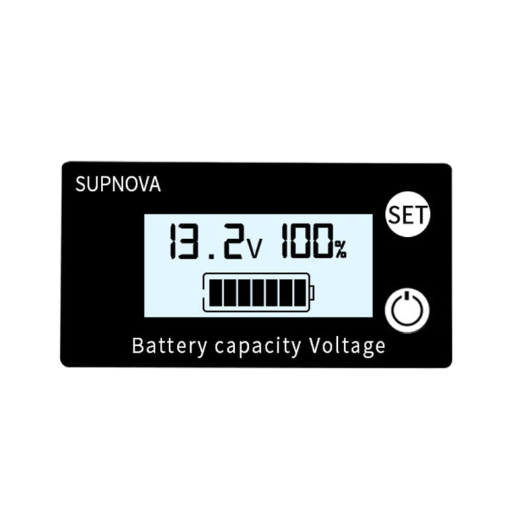 SUPNOVA DC 8-100V Battery Capacity Indicator Voltmeter Voltage Gauge,Style:, White, White + Alarm + Temperature, Blue, Blue +Alarm + Temperature
