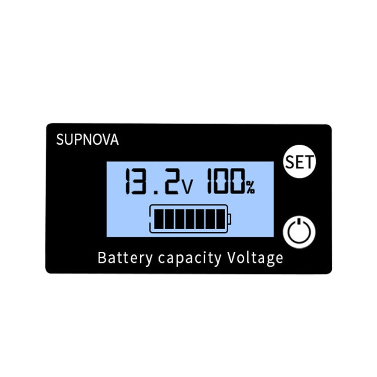 SUPNOVA DC 8-100V Battery Capacity Indicator Voltmeter Voltage Gauge,Style:, White, White + Alarm + Temperature, Blue, Blue +Alarm + Temperature
