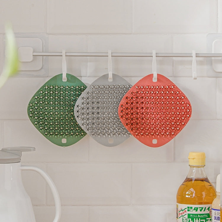 2 PCS Multifunctional Silicone Cleaning Brush Non-Oily Kitchen Cleaning Scouring Pad, Honey Bud Red, Bamboo Green, Pine Gray