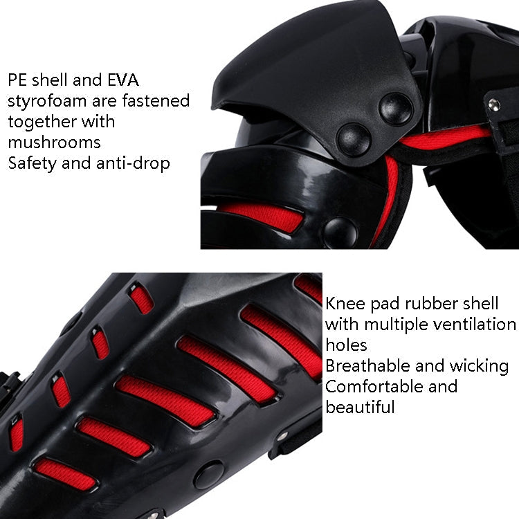 SULAITE Motorcycle Outdoor Riding Anti-Fall Protective Gear Knee Pads, Black, Black Red