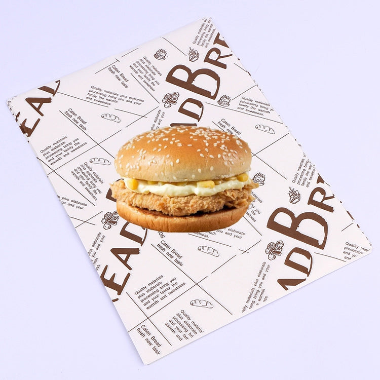 100 Sheets / Pack Cake Greaseproof Paper Baking Packaging Plate Paper Hamburger Paper, Colour: Classical Newspaper, Classical Newspaper, Color Pastry, Orange Tower, White English, Coffee English, Wheat English, Pure White, Thick Kraft Paper, Gray Tower