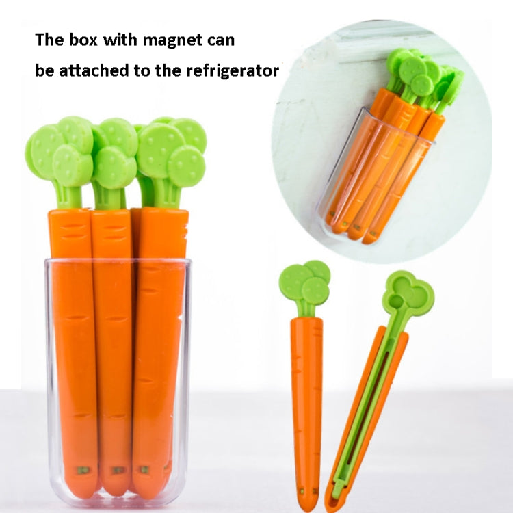 5 Sets Carrot Sealing Clip Food Bag Sealing Clip With Magnet Box, Carrot Sealing Clip