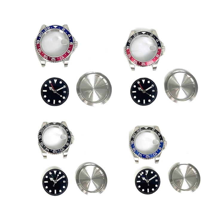 For ETA2836/Pearl 3804 Movement 867 GMT Watch Accessories 40MM Stainless Steel Case, Blue Red, Black Blue, Black Red, Black