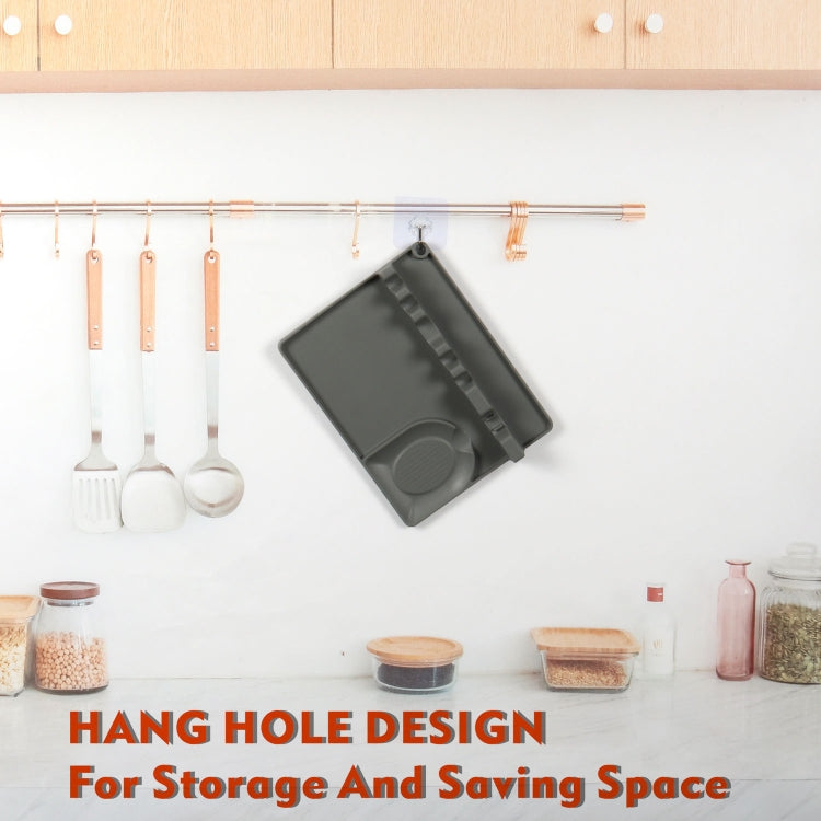 2 in 1 Kitchen Silicone Spoon Holder Shelf, Large (Gray), Medium (Gray), Medium (Black), Large (Red), Medium (Red), Large (Blue), Medium (Blue), Large (Orange), Medium (Orange), Large (Green), Medium (Green)
