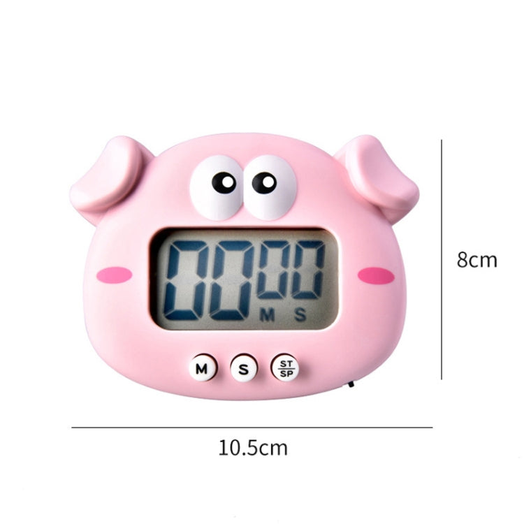 Kitchen Baking Cartoon Animal Electronic Timer Alarm Clock Student Learning Timer, Pink Pig, Yellow Chicken, Green Frog, Pink Frog