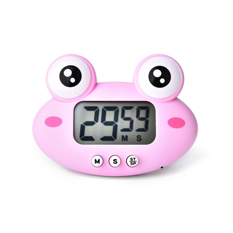 Kitchen Baking Cartoon Animal Electronic Timer Alarm Clock Student Learning Timer, Pink Pig, Yellow Chicken, Green Frog, Pink Frog