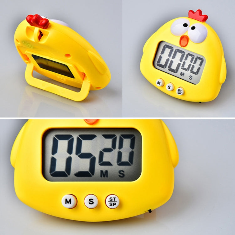 Kitchen Baking Cartoon Animal Electronic Timer Alarm Clock Student Learning Timer, Pink Pig, Yellow Chicken, Green Frog, Pink Frog