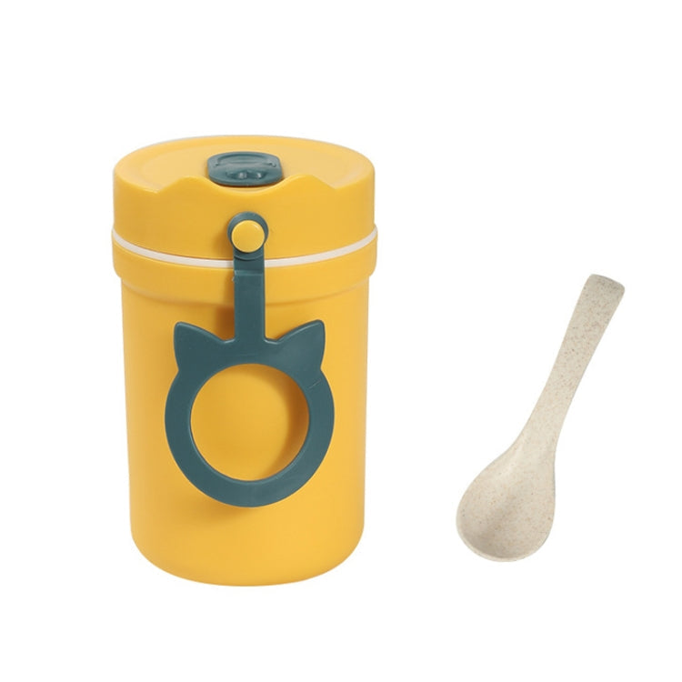 Portable Handle Breakfast Cup Porridge Cup Suitable For Microwave Oven, Style:, Cat Buckle (Dark Blue), Cat Buckle (Hawthorn Red), Cat Buckle (Yellow), Long Band (Dark Blue), Long Band (Red), Long Band (Yellow)