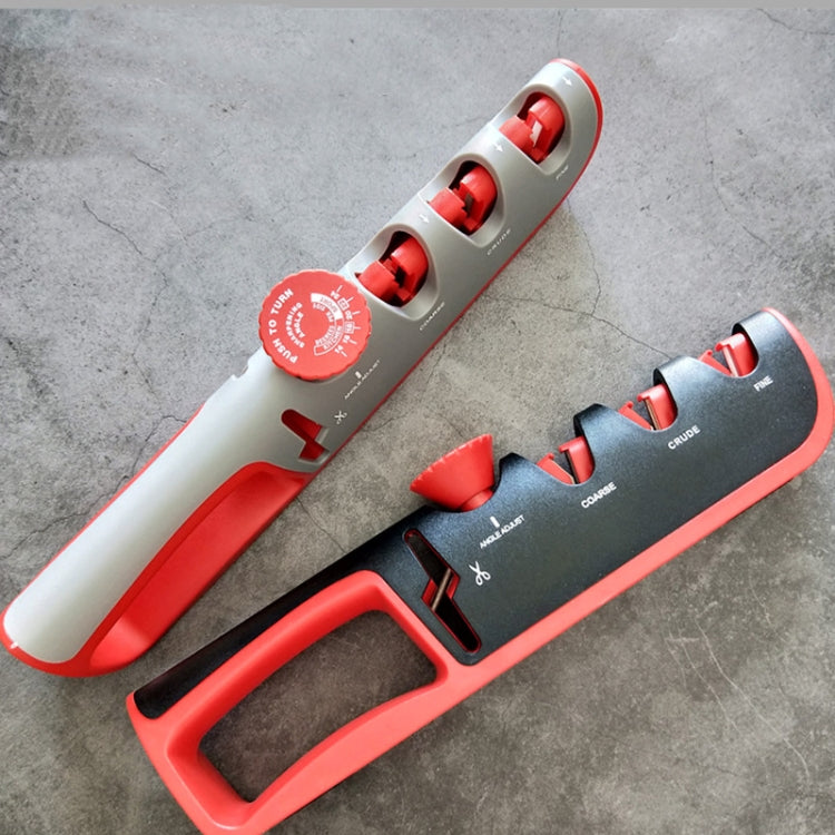 4- In-1 Adjustable Manual Knife Sharpener Multifunctional Knife Sharpener, 4 in 1 (Black Red), 4 in 1 (Gray Red)