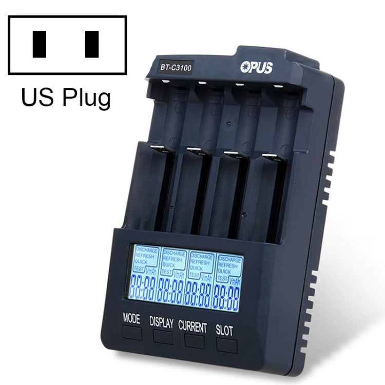 OPUS BT-C3100 Smart Smart Digital Intelligent 4-Slot Battery Charger, EU Plug, US Plug, UK Plug