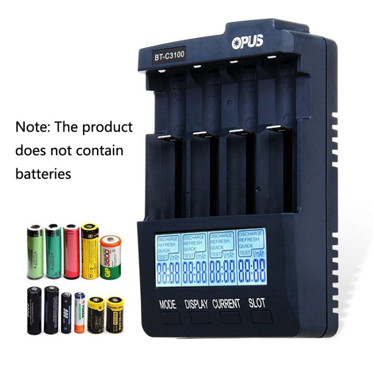OPUS BT-C3100 Smart Smart Digital Intelligent 4-Slot Battery Charger, EU Plug, US Plug, UK Plug