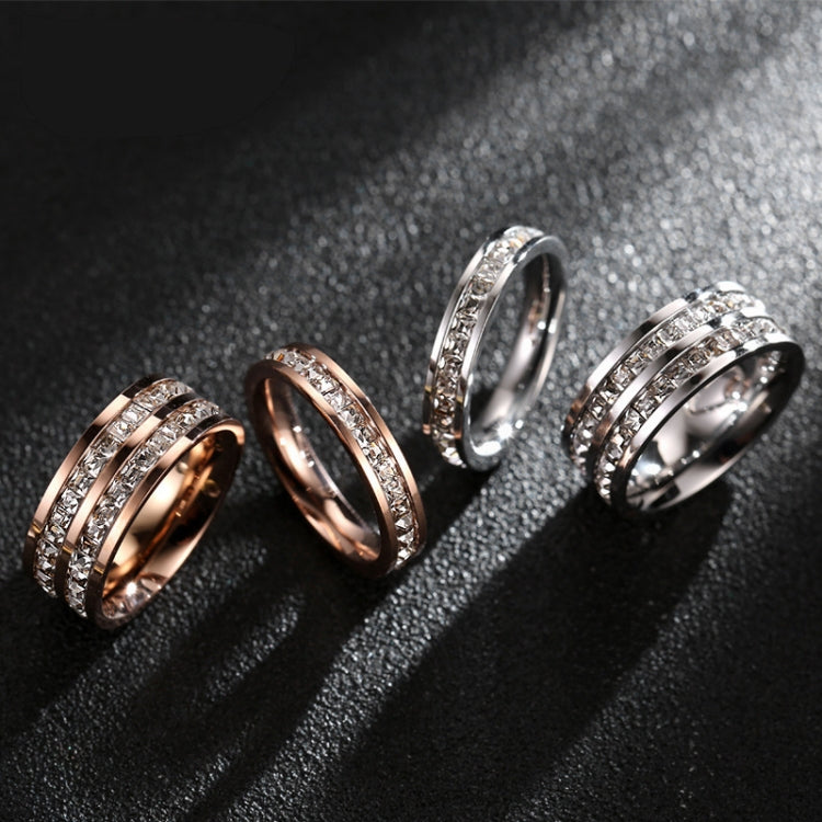2pcs Girls Simple Titanium Steel Diamond Ring, US Size 9, US Size 10