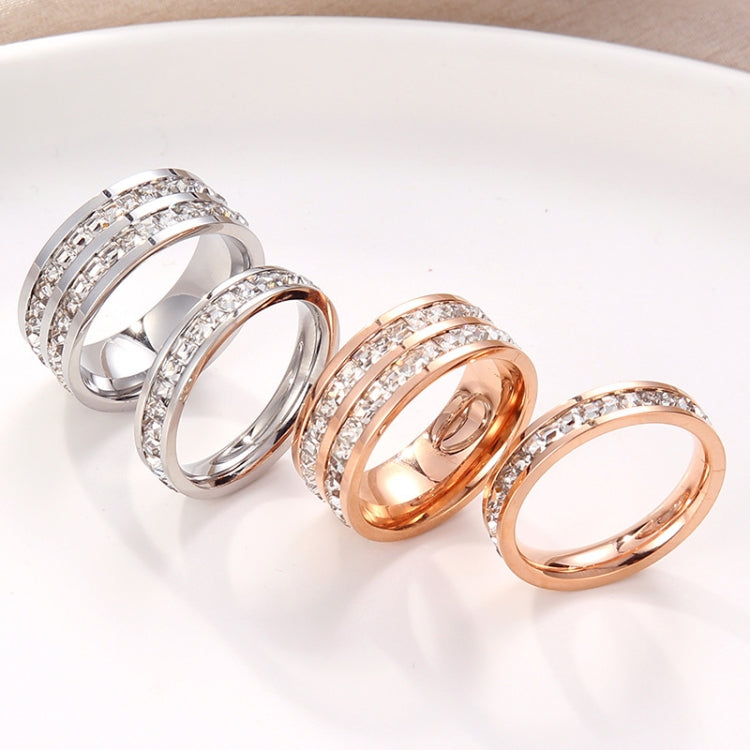 2pcs Girls Simple Titanium Steel Diamond Ring, US Size 9, US Size 10