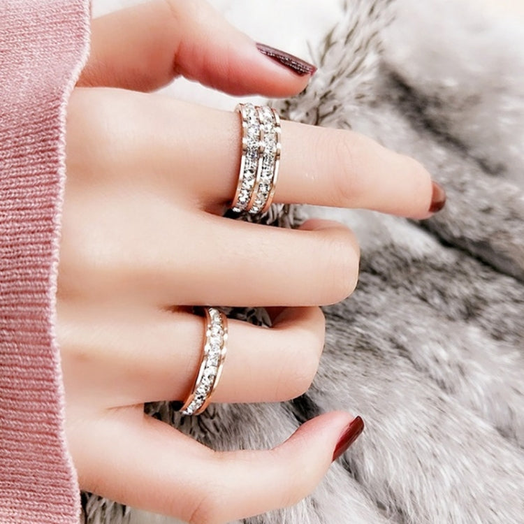 2pcs Girls Simple Titanium Steel Diamond Ring, US Size 9, US Size 10