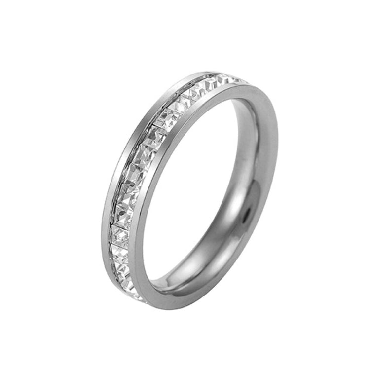 2pcs Girls Simple Titanium Steel Diamond Ring, US Size 9, US Size 10