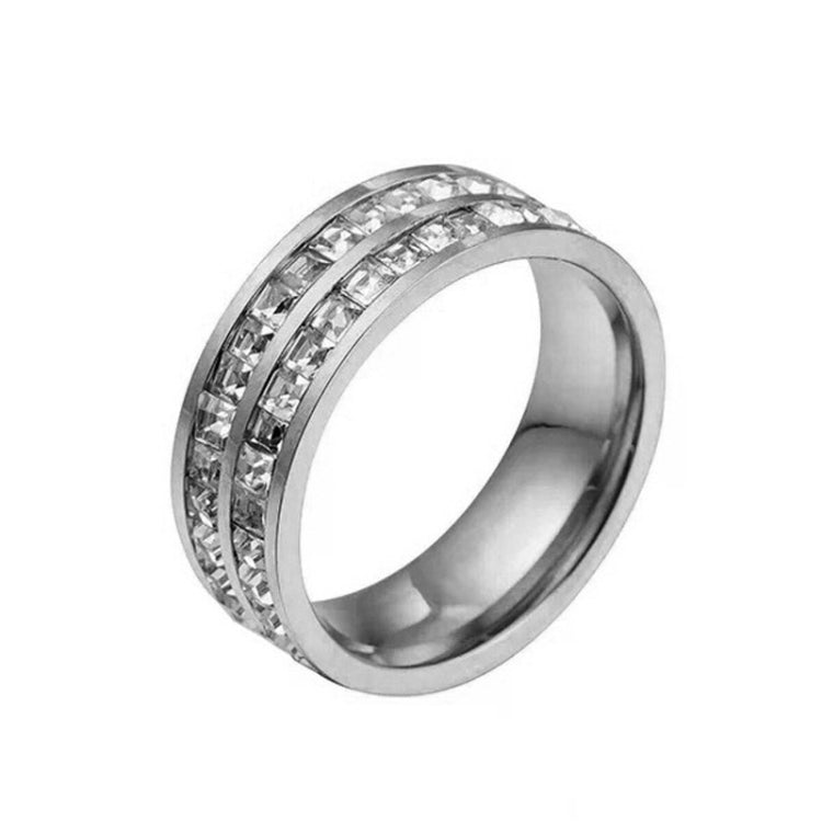 2pcs Girls Simple Titanium Steel Diamond Ring, US Size 9, US Size 10
