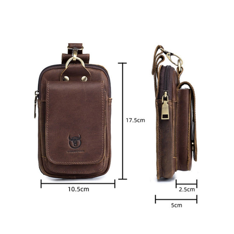 BULL CAPTAIN 028 Multi-Function Cattle Leather Waist Bag Magnetic Buckle Mobile Phone Belt Bag, Black, Coffee, Coffee No Logo, Yellow Brown