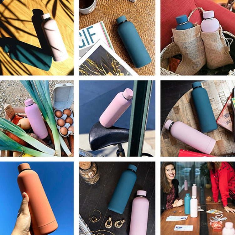 Stainless Steel Outdoor Matte Water Bottle Portable Sports Water Cup Rubber Paint Insulation Cup, Moss Green, Light Pink, Smoky Pink, Cinnabar Orange, Green White, Khaki, Ink Black, Lake Blue, Gray Green, Lilac Purple, Indigo, Gray