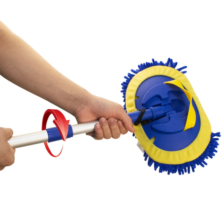 Chenille Water Brush Telescopic Rotary Roller Brush Cleaning Mop, Rotary Royal Blue