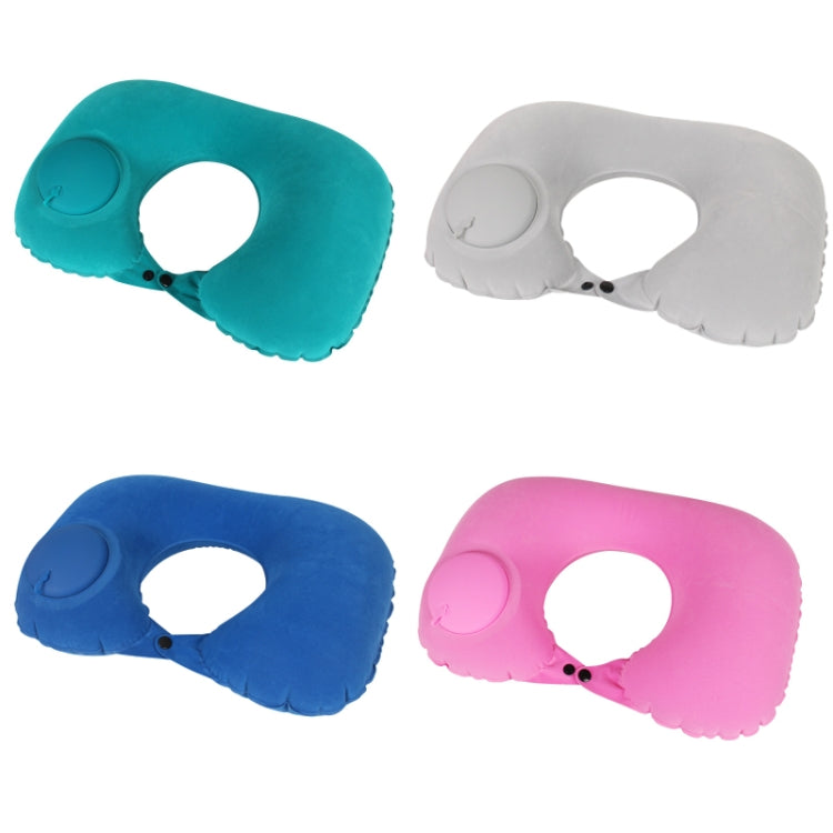 Travel Inflatable Press U-Shaped Neck Guard Pillow, Flocked U009-01（Peacock Green ）, Flocked U009-03（Light Gray）, Flocked U009-04（Medium Blue）, Flocked U009-02（Rose Red）, Flocked U009-05（Dark Blue）, Flocked U009-060（Sky Blue）, Flocked U009-070（Orange） ...