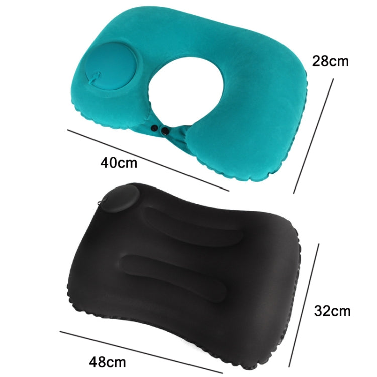 Travel Inflatable Press U-Shaped Neck Guard Pillow, Flocked U009-01（Peacock Green ）, Flocked U009-03（Light Gray）, Flocked U009-04（Medium Blue）, Flocked U009-02（Rose Red）, Flocked U009-05（Dark Blue）, Flocked U009-060（Sky Blue）, Flocked U009-070（Orange） ...