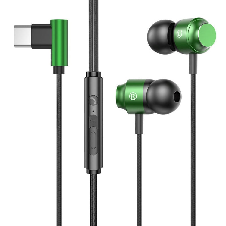 TS902 Metal In-Ear USB-C / Type-C Game Earphone, Cable Length: 1.2m, Red, Green, Black, Silver Gray