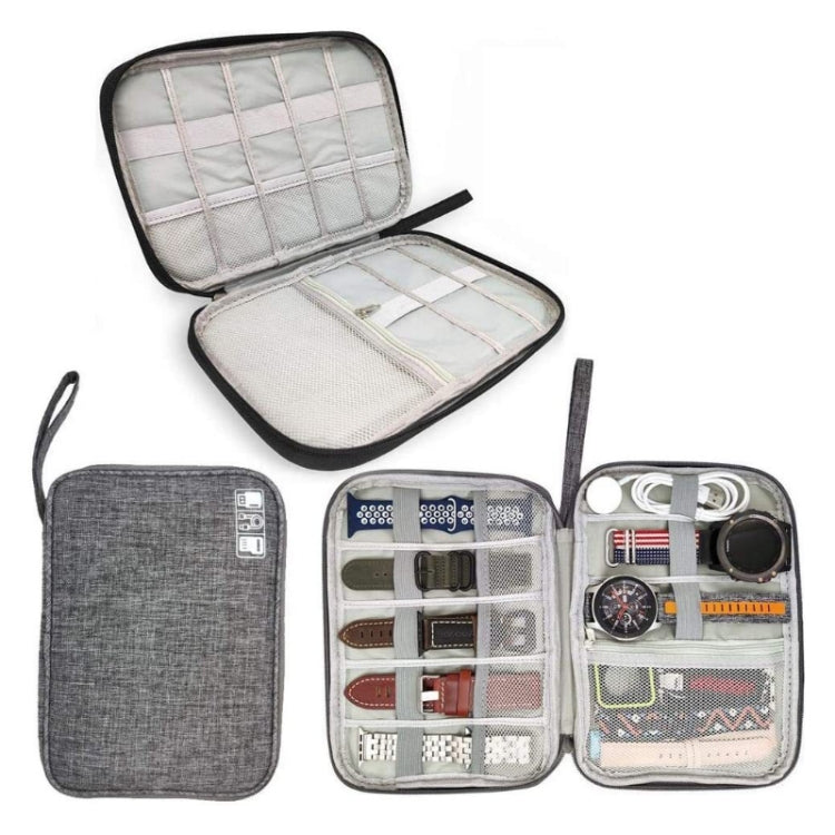 Travel Portable Strap Data Cable Storage Bag, Red, Purple, Grey, Navy Blue, Black
