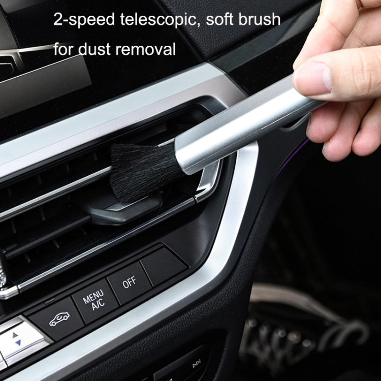 10 PCS Car Air Conditioner Air Outlet Telescopic Cleaning Brush, 10PCS+Black, 10PCS+Silver