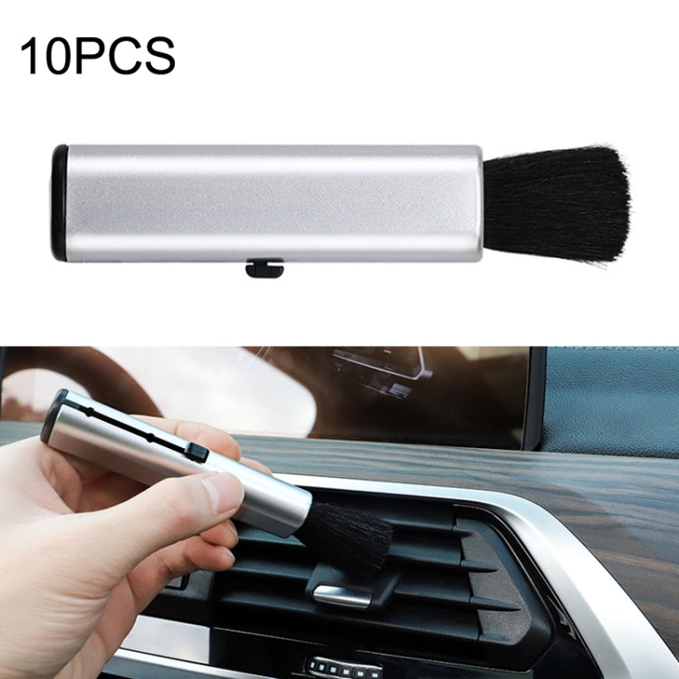 10 PCS Car Air Conditioner Air Outlet Telescopic Cleaning Brush, 10PCS+Black, 10PCS+Silver