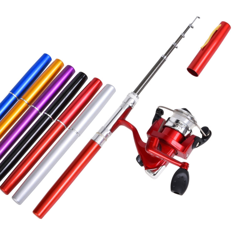 LEO Pen Type Fishing Rod & Spinning Wheel Fishing Reel Portable Pocket Fishing Gear, H8022G Gold, H8022PU Purple, H8022 Silver