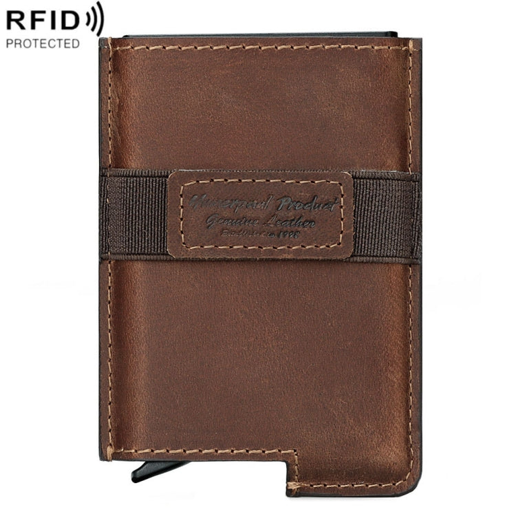 HUMERPAUL BP977 RFID Anti-Theft Card Box Leather Automatic Credit Card Set, BP977 Black, BP977 Dark Brown, BP977 Brown