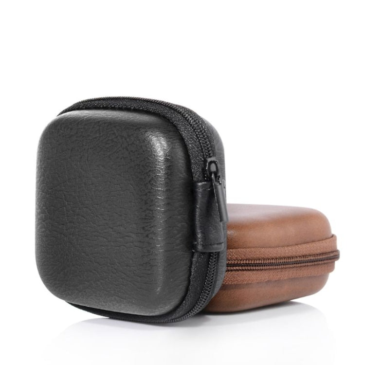 Retro Leather USB Data Cable Storage Bag Earphone Headset Case Pouch Box, Black, Brown, Gray