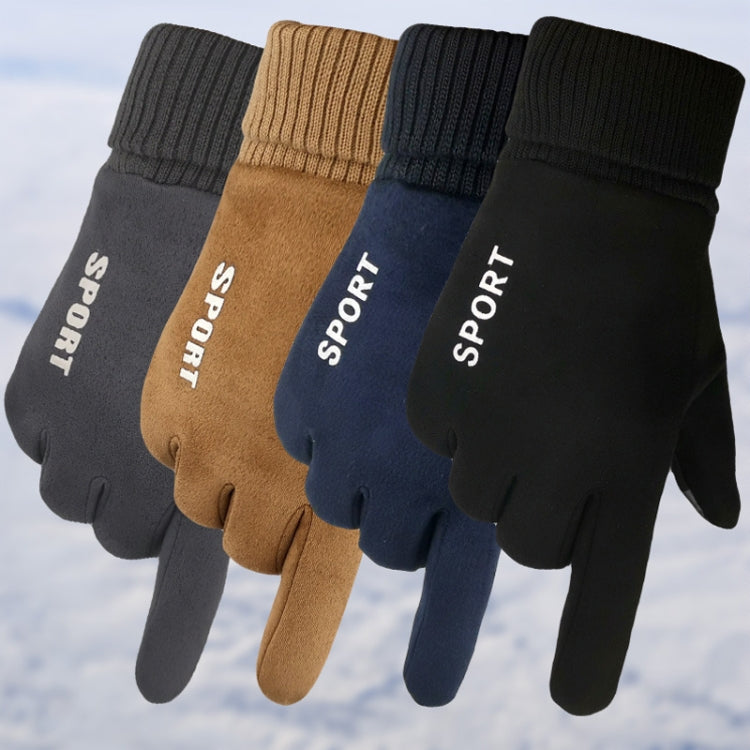 Q35 Suede Men Warm Gloves Touch Screen Sports Cycling Gloves, Q35 Khaki, Q35 Black, Q35 Dark Blue
