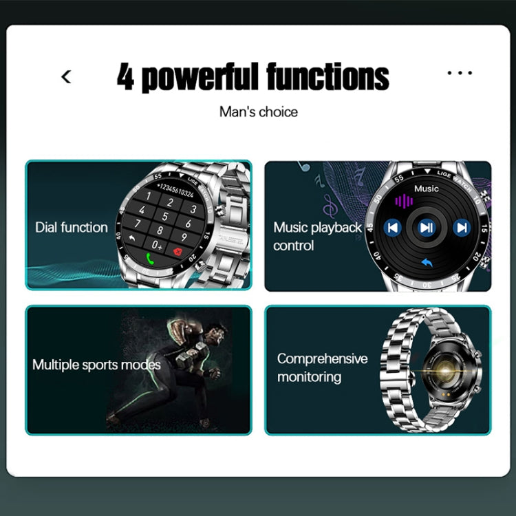 LIGE 0175 Bluetooth Step Perseverance Detection Smart Watch, Style:, Steel Belt (Black), Steel Belt (Silver), Mesh Belt (Black), Mesh Belt (Silver)