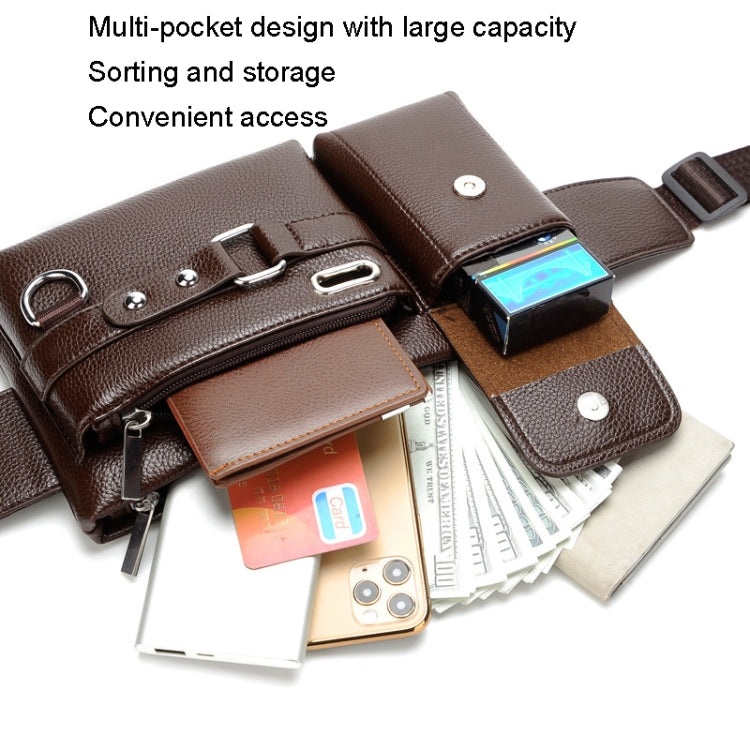 WEIXIER 8117 Men Sports Waist Bag Multi-Function Outdoor PU Bag, 8117 Brown, 8117 Black